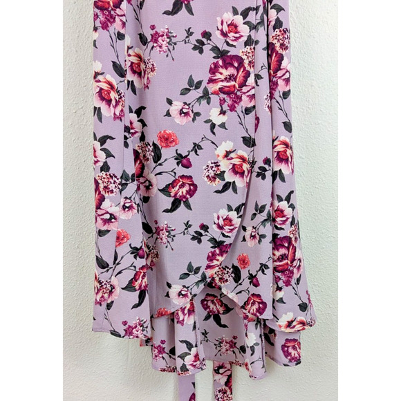 Studio B by Bobeau sz M Wrap Dress purple floral Midi to Maxi ties lined ss 3139 - Picture 3 of 6